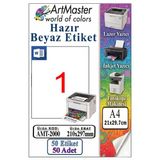 A4 Hazır Beyaz Etiket 210X297 Mm 50 Sayfa 1 Paket Kendinden Yapışkanlı Fotokopi Lazer İnkjet Kağıdı Yazıcılar İle Uyumlu