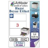 A4 Hazır Beyaz Etiket 210X99 Mm 10 Sayfa 1 Paket 3 Lü Kendinden Yapışkanlı Fotokopi Lazer İnkjet Kağıdı Yazıcılar İçin