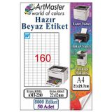 A4 Hazır Beyaz Etiket 22X12 Mm 50 Sayfa 1 Paket 160 Lı Kendinden Yapışkanlı Fotokopi Lazer İnkjet Kağıdı Yazıcılar İçin