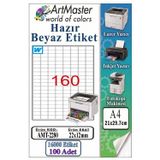 A4 Hazır Beyaz Etiket 22x12mm 100 Sayfa 1 Paket 160 lı Kendinden Yapışkanlı Fotokopi Lazer İnkjet Kağıdı Yazıcılar İçin