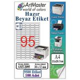 A4 Hazır Beyaz Etiket 30X12mm 100 Sayfa 1 Paket 95 Li Yapışkanlı Fotokopi Lazer İnkjet Kağıdı Yazıcılar İçin Uyumlu