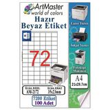 A4 Hazır Beyaz Etiket 35X23mm 100 Sayfa 1 Paket 72 Li Kendinden Yapışkanlı Fotokopi Lazer İnkjet Kağıdı Yazıcılar İçin