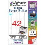 A4 Hazır Beyaz Etiket 35x42.43 mm 42 li 50 Sayfa 1 Paket Kendinden Yapışkanlı Fotokopi Lazer İnkjet Kağıdı Yazıcılar