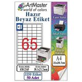 A4 Hazır Beyaz Etiket 38.1X21.2mm 50 Sayfa 1 Paket 65 Li Kendinden Yapışkanlı Fotokopi Lazer İnkjet Kağıdı Yazıcılar