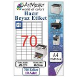 A4 Hazır Beyaz Etiket 40X20 Mm 10 Sayfa 1 Paket 70 Li Kendinden Yapışkanlı Fotokopi Lazer İnkjet Kağıdı Yazıcılar İçin