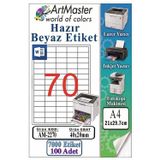 A4 Hazır Beyaz Etiket 40x20 mm 100 Sayfa 1 Paket 70 li Kendinden Yapışkanlı Fotokopi Lazer İnkjet Kağıdı Yazıcılar İçin