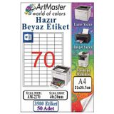 A4 Hazır Beyaz Etiket 40X20 Mm 50 Sayfa 1 Paket 70 Li Kendinden Yapışkanlı Fotokopi Lazer İnkjet Kağıdı Yazıcılar İçin