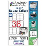 A4 Hazır Beyaz Etiket 45X30mm 100 Sayfa 1 Paket 36 Lı Kendinden Yapışkanlı Fotokopi Lazer İnkjet Kağıdı Yazıcılarla