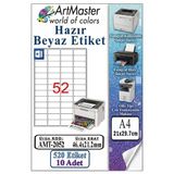 A4 Hazır Beyaz Etiket 46.4X21.2mm 10 Sayfa 1 Paket 52 Li Yapışkanlı Fotokopi Lazer İnkjet Kağıdı Yazıcılar İçin Uyumlu