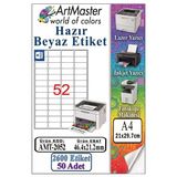 A4 Hazır Beyaz Etiket 46.4X21.2mm 50 Sayfa 1 Paket 52 Li Yapışkanlı Fotokopi Lazer İnkjet Kağıdı Yazıcılar İçin Uyumlu