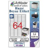 A4 Hazır Beyaz Etiket 48.5X16.9mm 10 Sayfa 1 Paket 64 Lü Kendinden Yapışkanlı Fotokopi Lazer İnkjet Kağıdı Yazıcılar