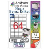 A4 Hazır Beyaz Etiket 48.5X16.9mm 50 Sayfa 1 Paket 64 Lü Kendinden Yapışkanlı Fotokopi Lazer İnkjet Kağıdı Yazıcılar