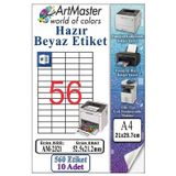 A4 Hazır Beyaz Etiket 52.5X21.2mm 10 Sayfa 1 Paket 56 Lı Kendinden Yapışkanlı Fotokopi Lazer İnkjet Kağıdı Yazıcılar