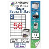 A4 Hazır Beyaz Etiket 52.5x21.2mm 100 Sayfa 1 Paket 56lı Kendinden Yapışkanlı Fotokopi Lazer İnkjet Kağıdı Yazıcılar