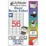 A4 Hazır Beyaz Etiket 52.5X21.2mm 50 Sayfa 1 Paket 56 Lı Kendinden Yapışkanlı Fotokopi Lazer İnkjet Kağıdı Yazıcılar