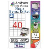 A4 Hazır Beyaz Etiket 52.5X29.7mm 50 Sayfa 1 Paket 40 Lı Kendinden Yapışkanlı Fotokopi Lazer İnjekt Kağıdı Yazıcı İçin