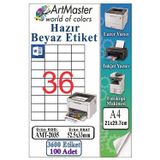 A4 Hazır Beyaz Etiket 52.5X33mm 100 Sayfa 1 Paket 36 Lı Kendinden Yapışkanlı Fotokopi Lazer İnkjet Kağıdı Yazıcılar İçin