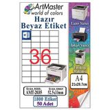 A4 Hazır Beyaz Etiket 52.5X33mm 50 Sayfa 1 Paket 36 Lı Kendinden Yapışkanlı Fotokopi Lazer İnkjet Kağıdı Yazıcılar İçin