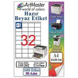 A4 Hazır Beyaz Etiket 52.5X35mm 50 Sayfa 1 Paket 32 Li Kendinden Yapışkanlı Fotokopi Lazer İnkjet Kağıdı Yazıcılar İçin