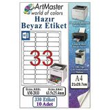 A4 Hazır Beyaz Etiket 63.5X25.4mm 10 Sayfa 1 Paket 33 Lü Kendinden Yapışkanlı Fotokopi Lazer İnkjet Kağıdı Yazıcılarla