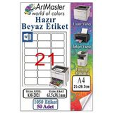 A4 Hazır Beyaz Etiket 63.5X38.1mm 50 Sayfa 1 Paket 21 Li Kendinden Yapışkanlı Fotokopi Lazer İnkjet Kağıdı Yazıcılarla