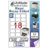 A4 Hazır Beyaz Etiket 63.5X46.6mm 10 Sayfa 1 Paket 18 Li Kendinden Yapışkanlı Fotokopi Lazer İnkjet Kağıdı Yazıcılarla