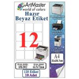A4 Hazır Beyaz Etiket 63.5X72mm 10 Sayfa 1 Paket 12 Li Kendinden Yapışkanlı Fotokopi Lazer İnkjet Kağıdı Yazıcılar İçin