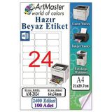 A4 Hazır Beyaz Etiket 64X34 Mm 100 Sayfa 1 Paket 24 Lü Kendinden Yapışkanlı Fotokopi Lazer İnkjet Kağıdı Yazıcılar İçin
