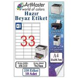 A4 Hazır Beyaz Etiket 70X25mm 10 Sayfa 1 Paket 33 Lü Kendinden Yapışkanlı Fotokopi Lazer İnkjet Kağıdı Yazıcılar İçin