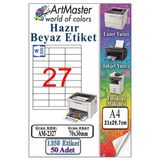 A4 Hazır Beyaz Etiket 70X30 Mm 50 Sayfa 1 Paket 27 Li Kendinden Yapışkanlı Fotokopi Lazer İnkjet Kağıdı Yazıcılar İçin