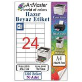 A4 Hazır Beyaz Etiket 70X35 Mm 50 Sayfa 1 Paket 24 Lü Kendinden Yapışkanlı Fotokopi Lazer İnkjet Kağıdı Yazıcılar İçin