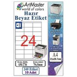 A4 Hazır Beyaz Etiket 70X36 Mm 10 Sayfa 1 Paket 24 Lü Kendinden Yapışkanlı Fotokopi Lazer İnkjet Kağıdı Yazıcılar İçin