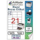 A4 Hazır Beyaz Etiket 70X38mm 100 Sayfa 1 Paket 21 Li Kendinden Yapışkanlı Fotokopi Lazer İnkjet Kağıdı Yazıcılar İçin