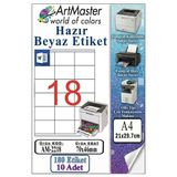 A4 Hazır Beyaz Etiket 70X46 Mm 10 Sayfa 1 Paket 18 Li Kendinden Yapışkanlı Fotokopi Lazer İnkjet Kağıdı Yazıcılar İçin
