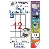 A4 Hazır Beyaz Etiket 70X70 Mm 50 Sayfa 1 Paket 12 Li Kendinden Yapışkanlı Fotokopi Lazer İnkjet Kağıdı Yazıcılar İçin