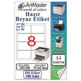 A4 Hazır Beyaz Etiket 95.5x65.5 mm 8 li 100 Sayfa 1 Paket Kendinden Yapışkanlı Fotokopi Lazer İnkjet Kağıdı Yazıcılar