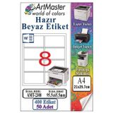 A4 Hazır Beyaz Etiket 95.5x65.5 mm 8 li 50 Sayfa 1 Paket Kendinden Yapışkanlı Fotokopi Lazer İnkjet Kağıdı Yazıcılar