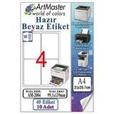 A4 Hazır Beyaz Etiket 99.1X139mm 10 Sayfa 1 Paket 4 Lü Kendinden Yapışkanlı Fotokopi Lazer İnkjet Kağıdı Yazıcılar İle