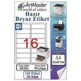 A4 Hazır Beyaz Etiket 99.1X34mm 10 Sayfa 1 Paket 16 Lı Kendinden Yapışkanlı Fotokopi Lazer İnkjet Kağıdı Yazıcılar İçin