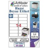 A4 Hazır Beyaz Etiket 99.1X38.1mm 10 Sayfa 1 Paket 14 Lü Kendinden Yapışkanlı Fotokopi Lazer İnkjet Kağıdı Yazıcılarla