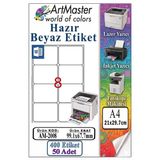 A4 Hazır Beyaz Etiket 99.1X67.7mm 50 Sayfa 1 Paket 8 Li Kendinden Yapışkanlı Fotokopi Lazer İnkjet Kağıdı Yazıcılarla