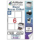 A4 Hazır Beyaz Etiket 99.1X93.1mm 10 Sayfa 6 Lı 1 Paket Kendinden Yapışkanlı Fotokopi Lazer İnkjet Kağıdı Yazıcılarla