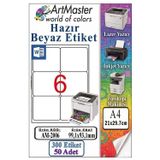 A4 Hazır Beyaz Etiket 99.1X93.1mm 50 Sayfa 1 Paket 6 Lı Kendinden Yapışkanlı Fotokopi Lazer İnkjet Kağıdı Yazıcılarla