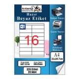 A4 Hazır Etiket 105X35 Mm 20 Sayfa 1 Paket 16 Lı Kendinden Yapışkanlı Fotokopi Lazer İnkjet Kağıdı Yazıcılar İçin Uyumlu