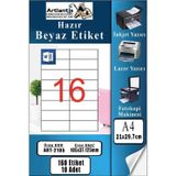 A4 Hazır Etiket 105x37.1 mm 10 Sayfa 1 Paket 16 lı Kendinden Yapışkanlı Fotokopi Lazer İnkjet Kağıdı Yazıcılar İçin Uyum
