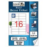 A4 Hazır Etiket 105X37.1 Mm 10 Sayfa 1 Paket 16 Lı Kendinden Yapışkanlı Fotokopi Lazer İnkjet Kağıdı Yazıcılar İçin Uyumlu