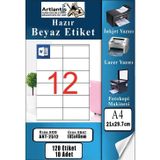A4 Hazır Etiket 105X46 Mm 10 Sayfa 1 Paket 12 Li Kendinden Yapışkanlı Fotokopi Lazer İnkjet Kağıdı Yazıcılar İçin Uyumlu
