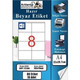 A4 Hazır Etiket 105X70 Mm 10 Sayfa 1 Paket 8 Li Kendinden Yapışkanlı Fotokopi Lazer İnkjet Kağıdı Yazıcılar İçin Uyumlu