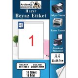 A4 Hazır Etiket 210x294.86 mm 10 Sayfa 1 Paket 1 li Kendinden Yapışkanlı Fotokopi Lazer İnkjet Kağıdı Yazıcılar İçin Uyu