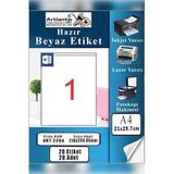A4 Hazır Etiket 210X294.86 Mm 20 Sayfa 1 Paket 1 Li Kendinden Yapışkanlı Fotokopi Lazer İnkjet Kağıdı Yazıcılar İçin